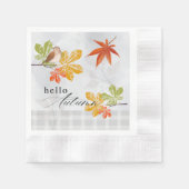 Hallo Herfst met vogel- en herfstbladeren Servet (Voorkant)