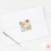 Hallo Herfst met vogel- en herfstbladeren Vierkante Sticker (Envelop)