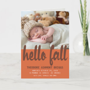 Hallo Herfst najaar Baby twee foto geboorte Aankondiging