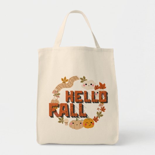 hallo Herfst Natuur najaar bladeren pompoenen Tote Bag (Voorkant)