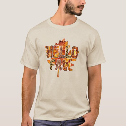 Hallo Herfst op esdoornblad T-shirt (Voorkant)