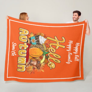 hallo herfst Pas Tekst en Kleur aan Fleece Deken