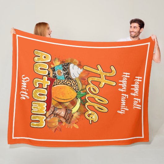 hallo herfst Pas Tekst en Kleur aan Fleece Deken (In situ)
