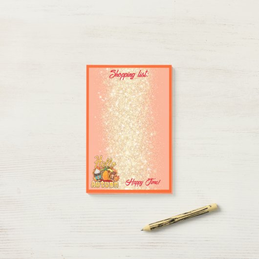 hallo herfst Pas Tekst en Kleur aan Post-it® Notes (Op bureau)