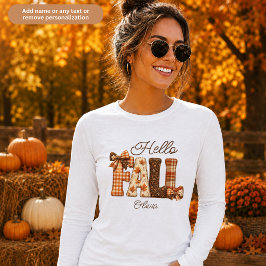 Hallo Herfst Patchwork Stijl Letters Dames Tri-Blend Shirt