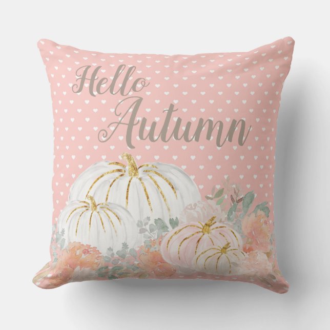 hallo herfst Peach Pumpkin Polka Dot Pillow Kussen (Voorkant)