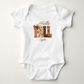 Hallo Herfst Persoonlijke Patchwork Stijl Letters Romper (Voorkant)