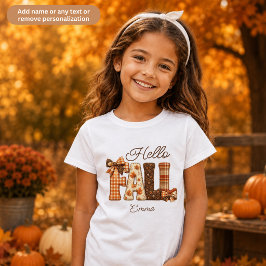 Hallo Herfst Persoonlijke Patchwork Stijl Meisjes T-shirt