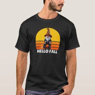 Hallo Herfst Pompoen Geruite Truck Kabouters Voor  T-shirt
