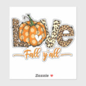 Hallo Herfst pompoen liefde Herfst y'All luipaard  Sticker (Vel)
