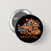Hallo Herfst Pompoen Pickup Truck Gnome Herfstboom Ronde Button 5,7 Cm (Voorkant /achterkant)