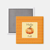 Hallo Herfst Pompoen Sinaasappel Gestreepte Herfst Magneet (Voorkant / Achterkant)