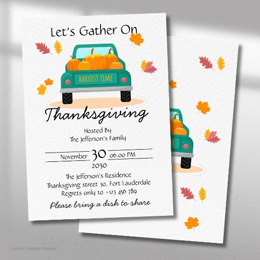 Hallo Herfst Pompoen Truck Fall Thanksgiving Kaart