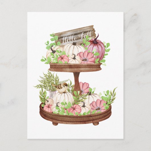 Hallo Herfst pompoenen en bladeren herfstoogst Briefkaart (Voorkant)