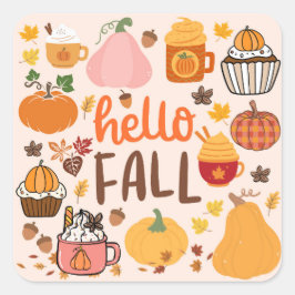 Hallo Herfst pompoenen Vierkante Sticker