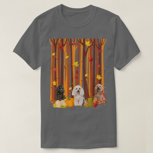 hallo herfst Poodle Maple Leaf Herfst Pumpkin Mann T-shirt (Design voorkant)