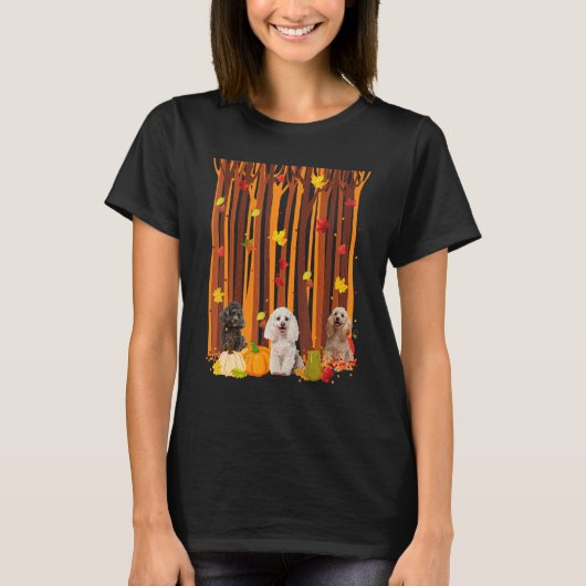 hallo herfst Poodle Maple Leaf Herfst Pumpkin Mann T-shirt (Voorkant)