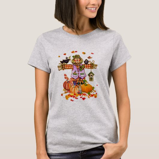 hallo Herfst Pumpkin Scarecrow Autumn Thanksgiving T-shirt (Voorkant)