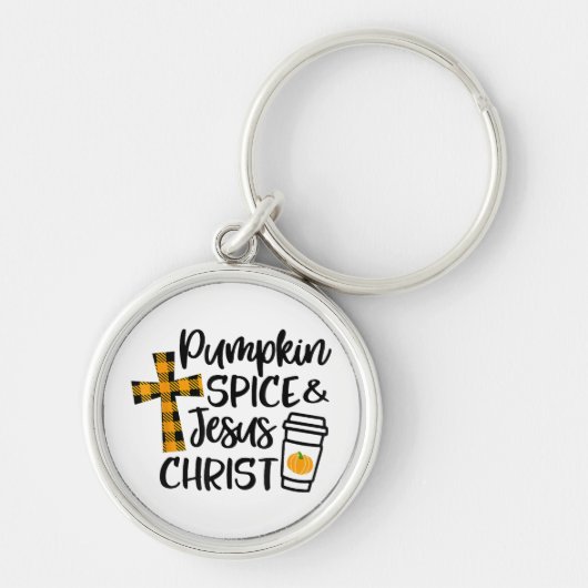hallo Herfst Pumpkin Spice & Jesus Christus Herfst Sleutelhanger (Voorkant)