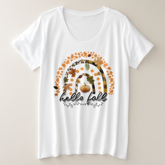 hallo Herfst Pumpkin Trendy Grote Maat T-shirt (Design voorkant)