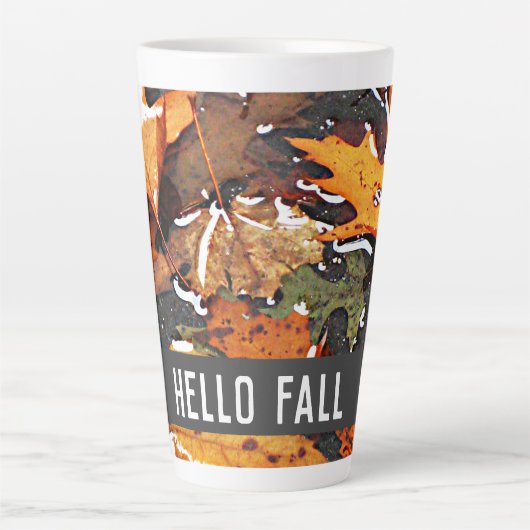 hallo Herfst Rainy Leaves Latte Mok (Voorkant)