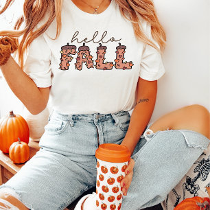 Hallo Herfst Retro Groovy Eikel Letters T-shirt