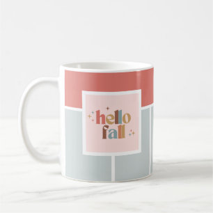 Hallo Herfst retro typografie gestreept Koffiemok