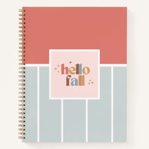 Hallo Herfst retro typografie gestreept Notitieboek