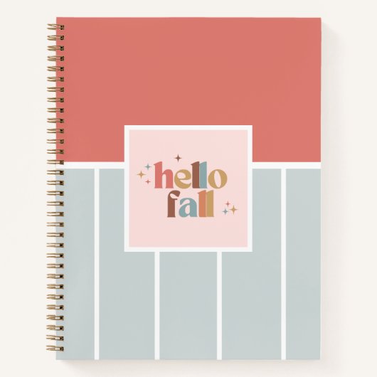 Hallo Herfst retro typografie gestreept Notitieboek (Voorkant)