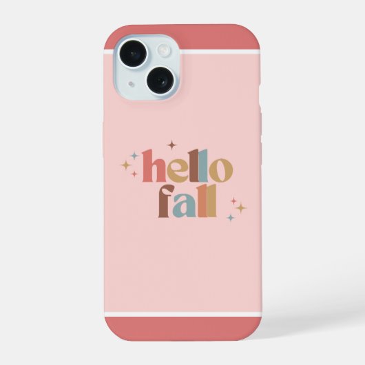 Hallo Herfst Retro Typografie iPhone 15 Case (Achterkant)