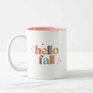 Hallo Herfst Retro Typografie Tweekleurige Koffiemok