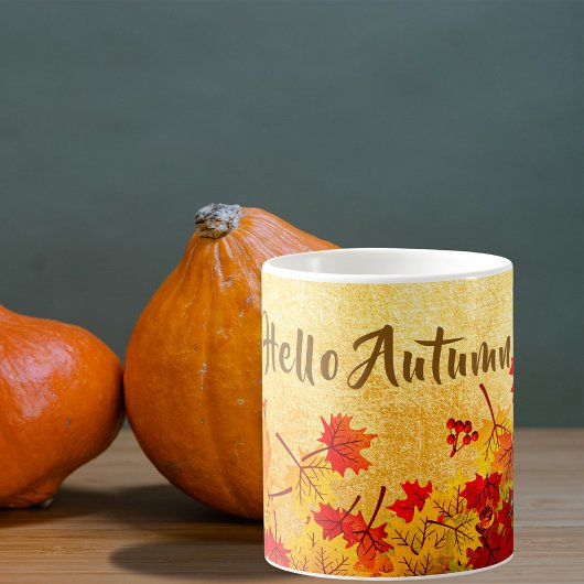 Hallo Herfst Roestig Rood Oranje Bladeren Oud Papi Koffiemok