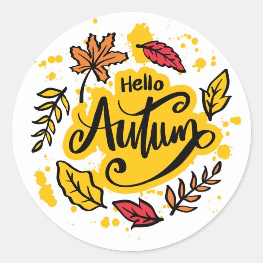 hallo Herfst Ronde Sticker (Voorkant)