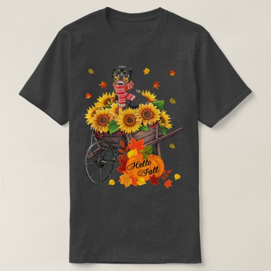 hallo Herfst Rottweiler Dog in zonnebloemen T-shirt (Design voorkant)