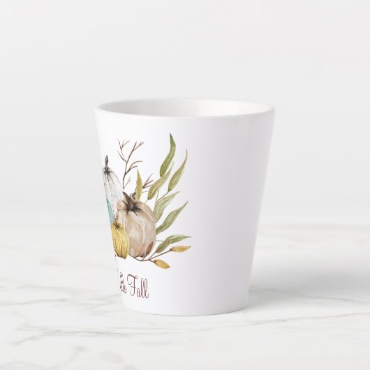 hallo Herfst Rustic Autumn Pumpkins Latte Mok (Voorkant)