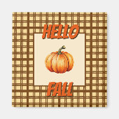 Hallo Herfst-Rustic Plaid Pumpkin Seizoensgebonden Magneet (Voorkant)