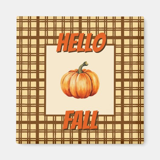 Hallo Herfst-Rustic Plaid Pumpkin Seizoensgebonden Magneet