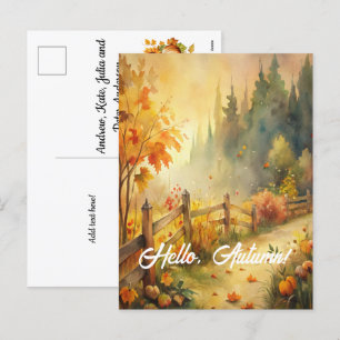 Hallo Herfst - Rustiek Herfst landschap Feestdagenkaart