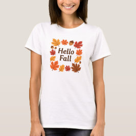 Hallo Herfst - Rustieke herfstbladeren Schattige k T-shirt