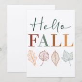 "Hallo Herfst" rustieke moderne kleurrijke bladere Feestdagenkaart (Voorkant / Achterkant)