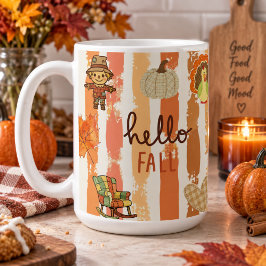 Hallo Herfst Rustieke Patchwork Oranje Bladeren St Koffiemok