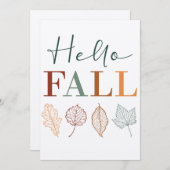 "Hallo Herfst" rustig moderne kleurrijke bladeren Feestdagenkaart (Voorkant / Achterkant)