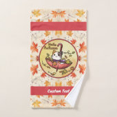 Hallo Herfst, Schattigee kat zit in paraplu Bad Handdoek (Handdoek)