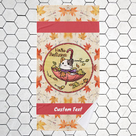 Hallo Herfst, Schattigee kat zit in paraplu Bad Handdoek