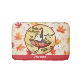 Hallo Herfst, Schattigee kat zit in paraplu Badmat (Voorkant)