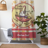 Hallo Herfst, Schattigee kat zit in paraplu Douchegordijn