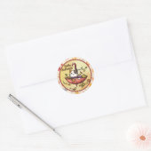 Hallo Herfst, Schattigee kat zit in paraplu Ronde Sticker (Envelop)