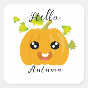 Hallo Herfst - Schattigee pompoen Vierkante Sticker