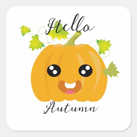 Hallo Herfst - Schattigee pompoen Vierkante Sticker (Voorkant)