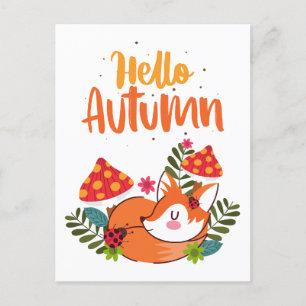 Hallo Herfst Schattigee vos herfst Herfst seizoen Briefkaart
